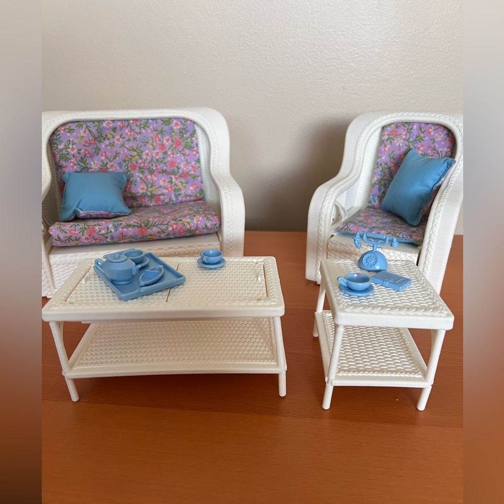 80s Barbie faux wicker furniture - Picture 2 of 13